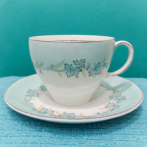 Vintage Teacup - Aqua Leaf